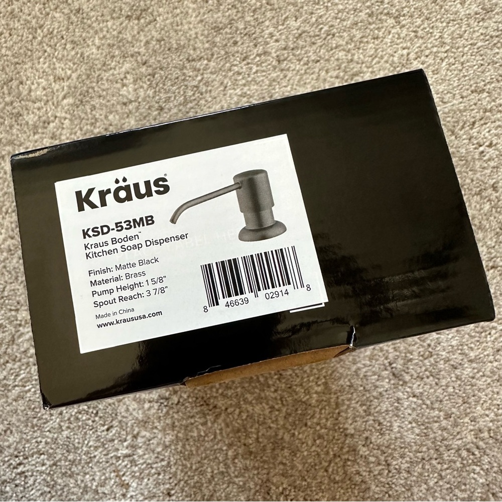 Kraus Boden Soap Dispenser - Matte Black - NIB
